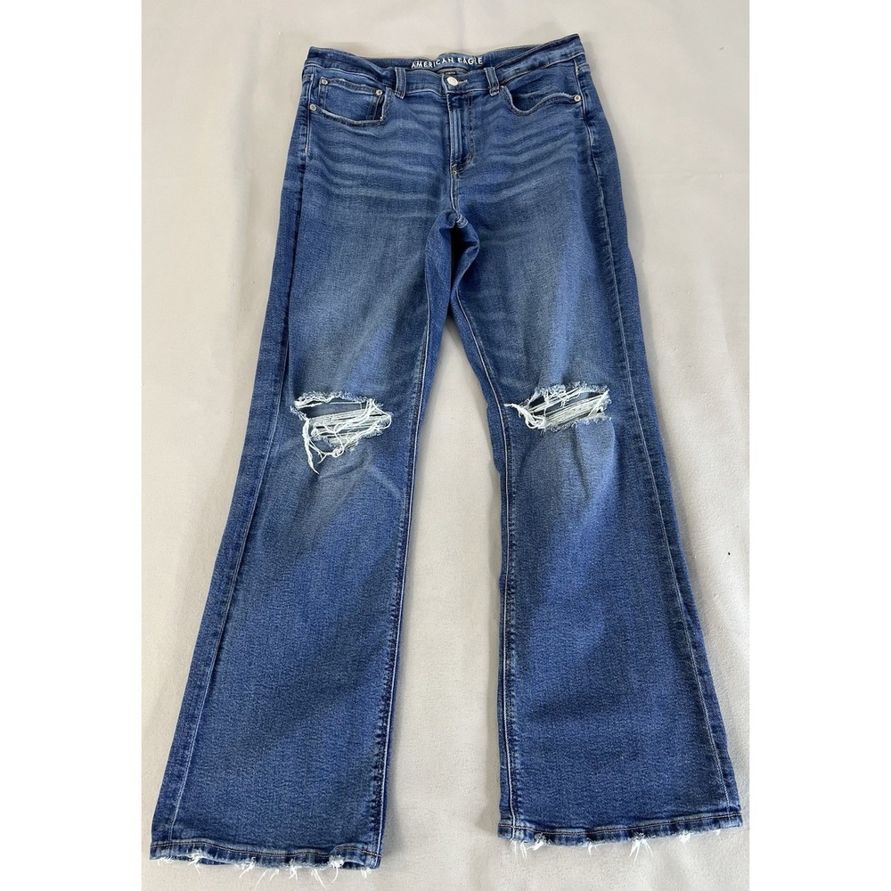 American Eagle '90s Bootcut Jeans Women's Sz 14‎ Distressed Blue